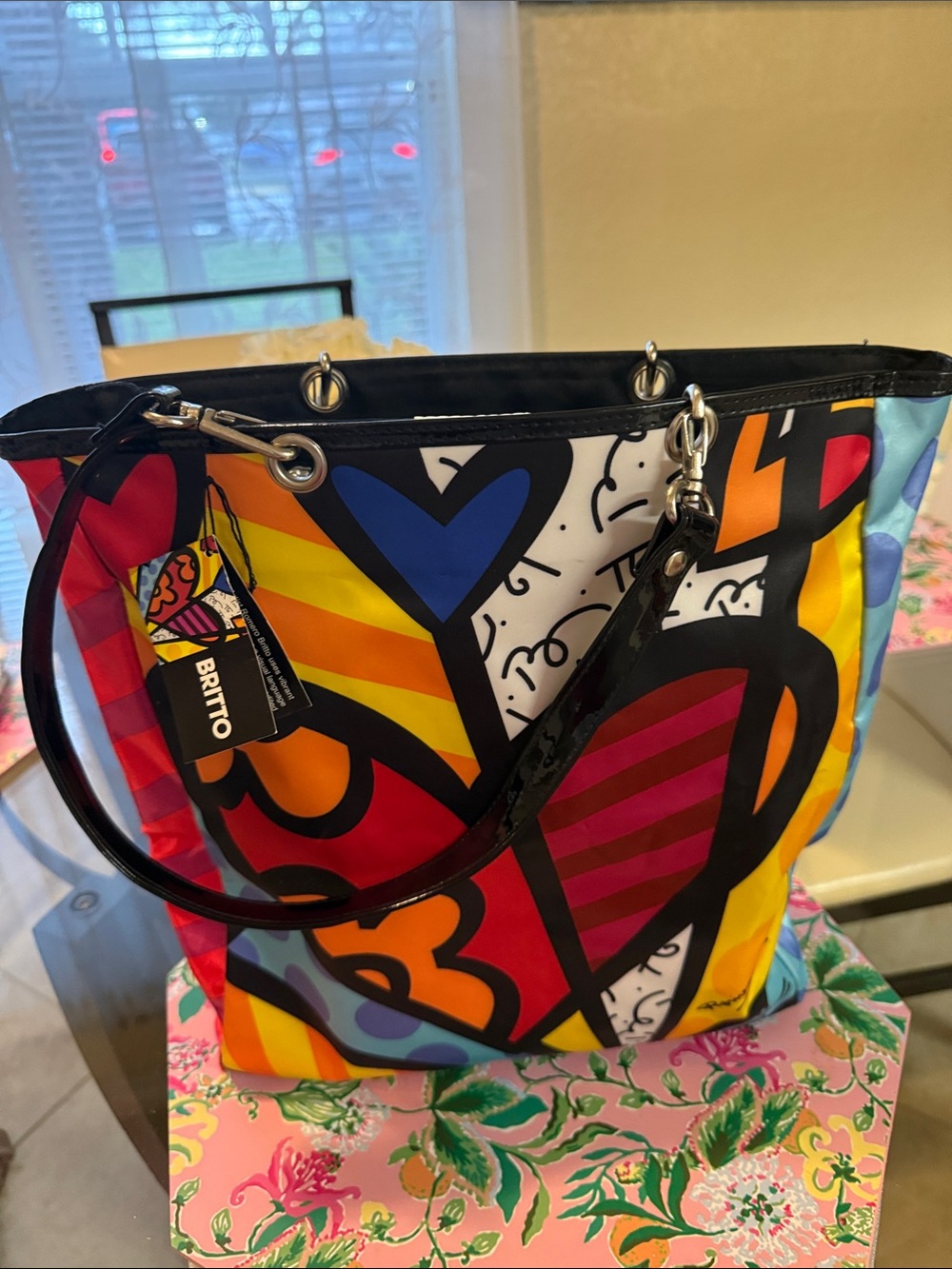 BRITTO Multicolor Heart Print Tote Bag